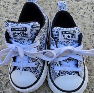 Converse Little Kids Black & White All Star Graphic Low Top Sneakers